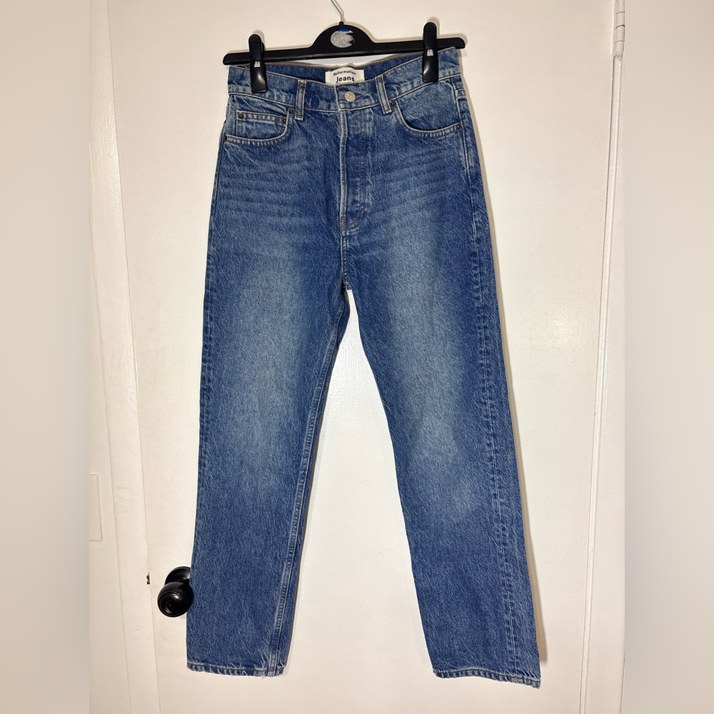 Reformation Cynthia High Rise Straight Jeans in Shasta Wash Button Fly Size 26 - Picture 2 of 14